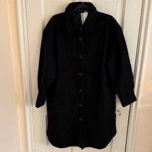 Shacket - Fuzzy black full length jacket Grace & Karma NWT